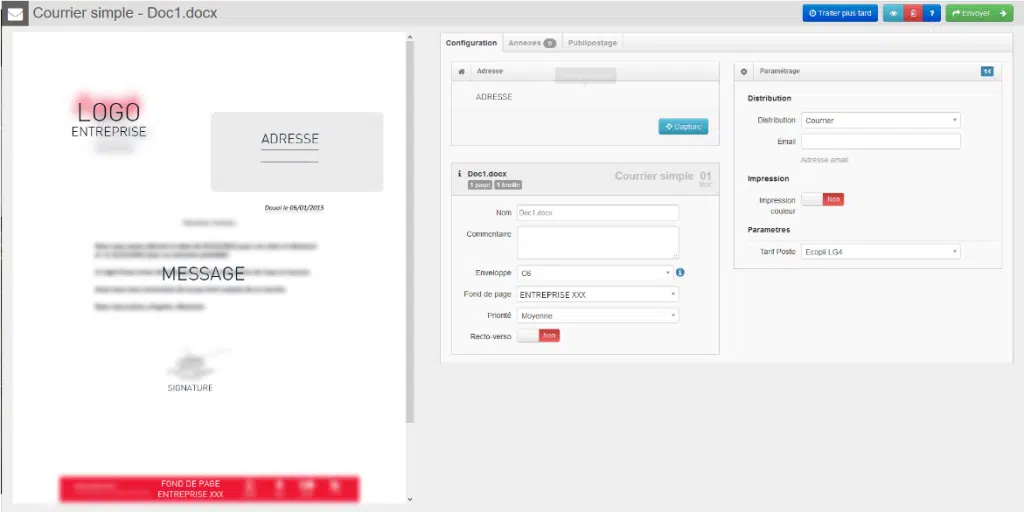 Espace-client Edilink - envoyer un courrier personnalise via notre interface web saas intuitive