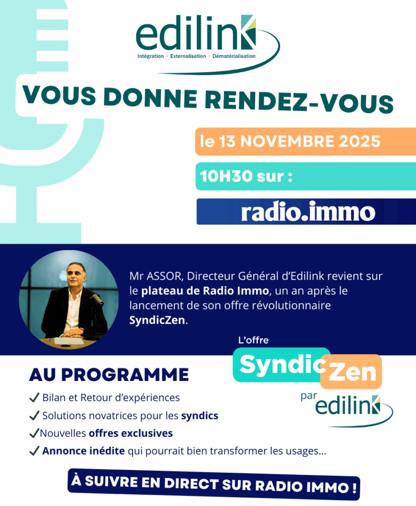 live radio immo 13 novembre 2025 - Edilink SyndicZen - Programme live syndic